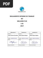 Reglamento Interno de Trabajo RIT MQ-ADM-P-02 v.01 2017: César Chávez Gonzáles Edwin Reyna Alegría Edwin Reyna Alegría