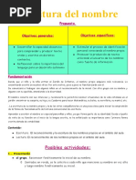 Escritura Del Nombre: Posibles Actividades