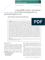 Taking Personal Responsibility: Nurses ' and Assistant Nurses ' Experiences of Good Nursing Practice in Psychiatric Inpatient Care