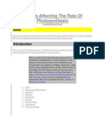 Factors Affecting The Rate of Photosynthesis