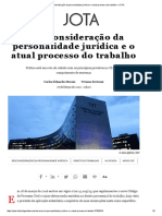 A Desconsideração Da Personalidade Jurídica e o Atual Processo Do Trabalho - JOTA