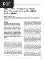 HPLC-UV Method Development and Validation For The Determination of Low Level Formaldehyde in A Drug Substance