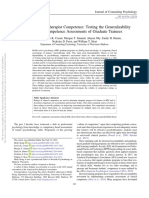 Evaluating Psychotherapist Competence: Testing The Generalizability of Clinical Competence Assessments of Graduate Trainees