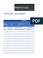 Inventaire - Équipement: Équipement NO. D'Article