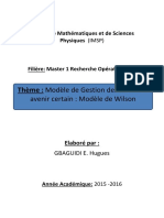 Thème: Modèle de Gestion Des Stocks en