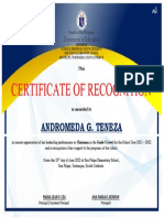 Certificate of Recognition For Grade Chairman