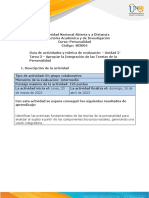 Guia de Actividades y Rúbrica de Evaluación - Unidad 2 - Tarea 3 - Apropiar La Integración de Las Teorías de La Personalidad