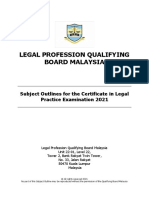 Legal Profession Qualifying Board Malaysia: Subject Outlines For The Certificate in Legal Practice Examination 2021