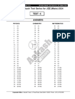 All India Aakash Test Series For JEE (Main) - 2024 Test - 4: Answers