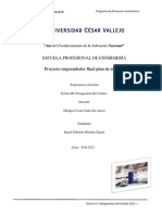 Escuela Profesional de Enfermería: Proyecto Emprendedor Final Plan de Mejora