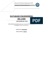 Database Engineering (EC-240) : Lab Manual # 04