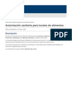 Autorización Sanitaria para Locales de Alimentos