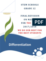 Final Revision On Math For TOC Exam Differentiation