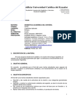 Pontificia Universidad Católica Del Ecuador: Facultad de Comunicación Lingüística y Literatura Escuela de Lingüística