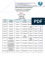 Midterm Examination Schedule: Tuesday