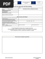Formato de Detección de Necesidades: Observaciones Del Cliente