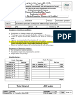 Examen National de Fin D'année Session de Examen de Fin de Formation (Épreuve de Synthèse)