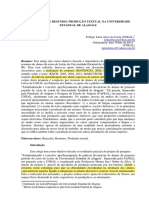 A Reescrita de Resumos: Produção Textual Na Universidade Estadual de Alagoas