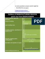 Manufacturing Process Point Vise Syllabus From Raghuvanshi