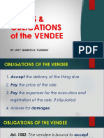 Rights & Obligations of The VENDEE: By: Atty. Marites U. Ygrubay