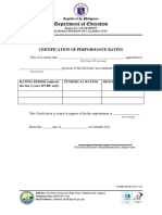 Department of Education: Certification of Performance Rating