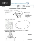 Examen de Ingles 3 Años