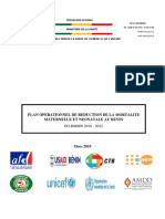 Benin Plan Operationnel de Reduction de La Mortalite Maternelle Et Neonatale Au Benin