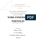 Work Emmersion Portfolio: Marlon C. Estil Jr. 12-GAS Confucius JC Excellente Christian Academy Inc. 2022-2023