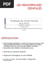 Les Hemorragies Genitales: Professeur EL FAZAZI Hicham M.D, PH.D