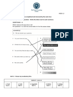 To Be Completed and Returned by The Next Class DAY 1: KET Part 1 Preparation - Write The Letter Next To Each Sentence