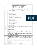 Maths Intergers Ws