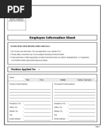 Employee Information Sheet