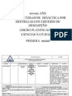 Noveno AÑO Plan de Unidad de Didáctica Por Destrezas Con Criterio de Desempeño (Micro Planificación) Ciencias Naturales PRIMERA Unidad