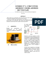 Laboratorio #1 Circuitos Enclavadores y Dobladores de Voltaje