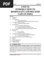 UNIT: 01 Introduction To Hospitality and Related Laws in India