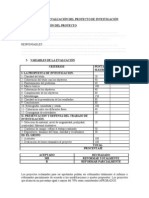 Planilla para La Evaluación Del Proyecto de Investigación