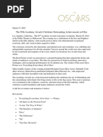 Press Release For Oscars