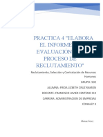 PRACTICA NO.4Informe de Evaluación Del Proceso de Reclutamiento