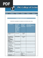 Tentative Calendar of Academic Activities 2011-2012