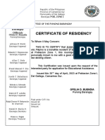 Certificate of Residency