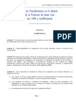 Ley de Procedimientos en Lo Laboral de La Provincia de Santa Cruz