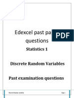 Statistics 1 Discrete Random Variables Past Examination