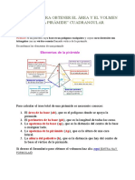 FÓRMULA PARA OBTENER EL ÁREA Y EL VOLMEN DE UNA PIRÁMIDE Cuadrangular