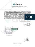 Certidão de Conclusão de Curso: Universidade Estácio de Sá Salvador - BH