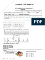 Avaliação Bimestral Matematica 9 Ano