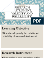 Research Instrument Validity and Reliability