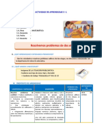 D5 A1 SESIÓN Resolvemos Problemas de Dos Etapas.