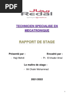 RAPPORT de STAGE Technicien Spécialisé en Mécatronique