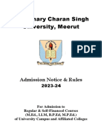 Chaudhary Charan Singh University, Meerut: Admission Notice & Rules