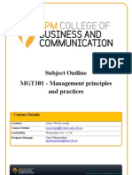 MGT101 Management Principles and Practices v1 T2 2011 F2F Liang Subject Outline